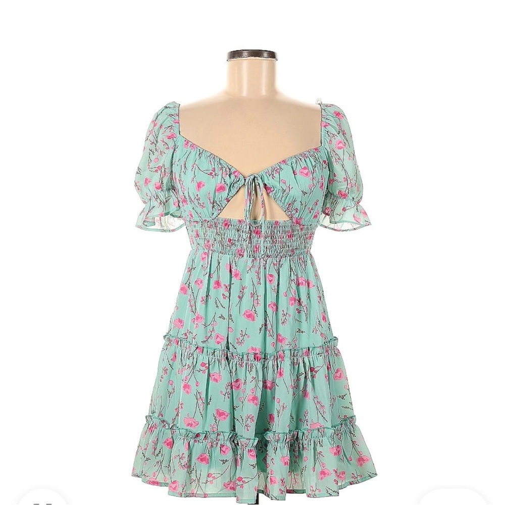 Floral Blue and Pink Women's Dress